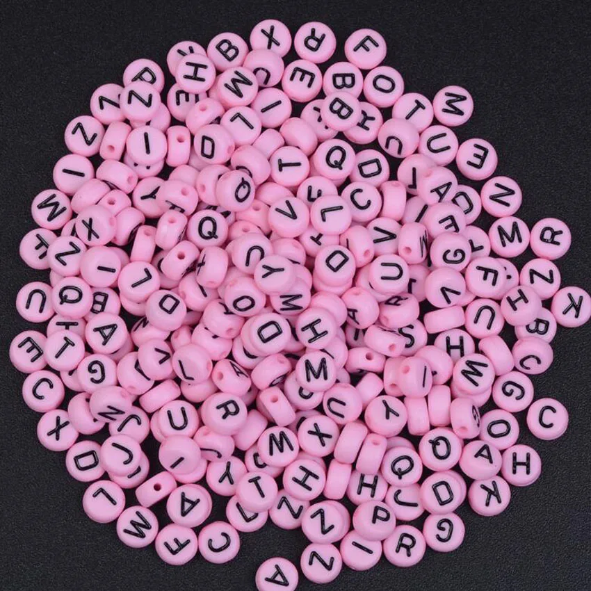 16,$2.3,200个一包粉色黑字字母珠