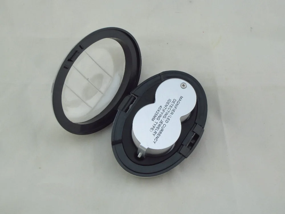 Free Shipping 2pcs 40x25mm magnifier LED currency detecting jewelry identifying type gold silver diamond gemstone loupe tester | Украшения