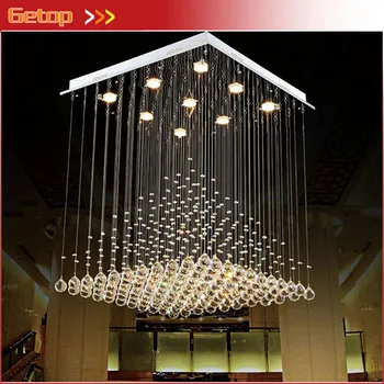 

Best Price L80xW80xH100cm Modern K9 Square Crystal Chandelier Restaurant Lamp Hanging Wire Pyramid Crystal Lamp Project Lights