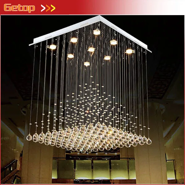 Mejor Precio L80xW80xH100cm moderno K9 candelabro de cristal cuadrado restaurante lámpara