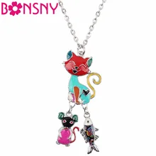 Bonsny Chuỗi Tuyên Bố Men CÁT Chuột Fish Phim Hoạt Hình Vòng Cổ Mặt Dây Chuyền Câu Chuyện Cổ Tích Đồ Trang Sức Thời Trang Cho Phụ Nữ Cô Gái Trẻ Em Món Quà Charms(China)