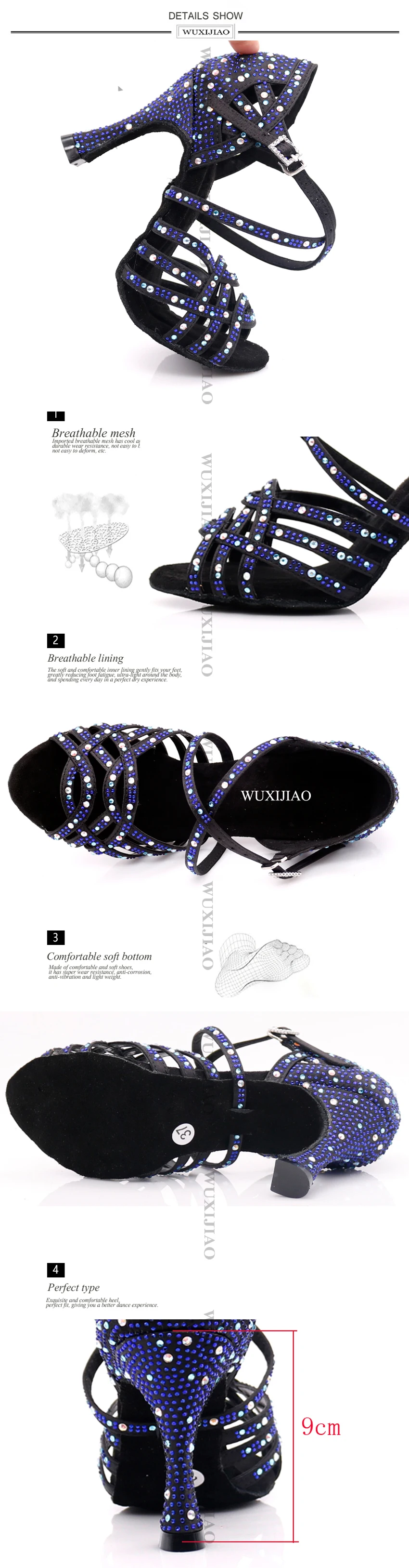WUXIJIAO, Женская Обувь для бальных танцев, сальса, Латинская танцевальная обувь, квадратная танцевальная обувь, Самба, танго, туфли для вальса, женская мода