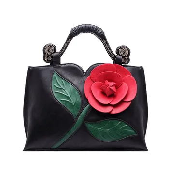 

6111 New Fashion Classical Rose Big lady Totes brand female handbag Flower Single Shoulder Bag
