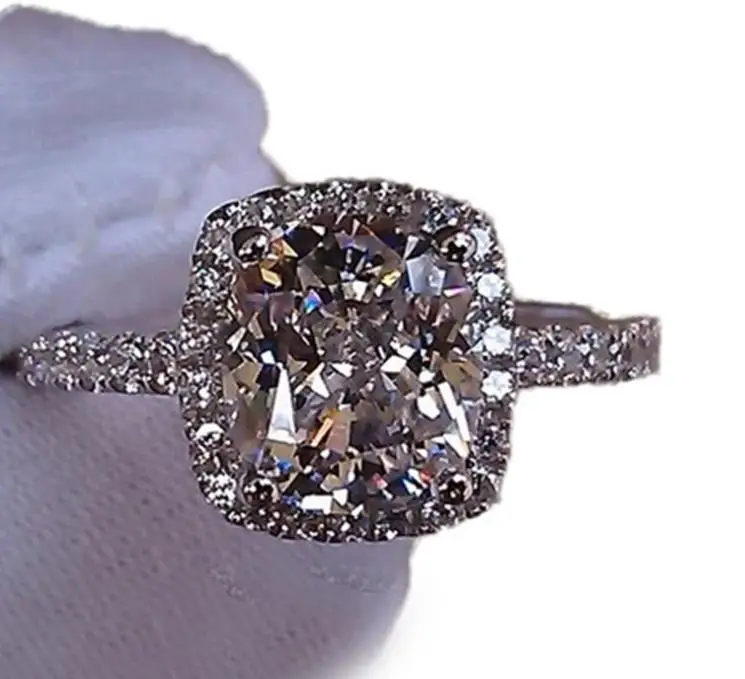 

New Trendy Crystal Engagement Silver Rings For Women wedding female ring with stone stainless steel jewelry for women