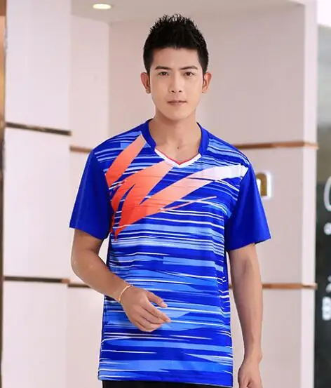 New badminton wear shirt, men/women children's tennis jerseys,table tennis shirt shorts clothes,children's sportswear T-shirt - Цвет: men blue shirt