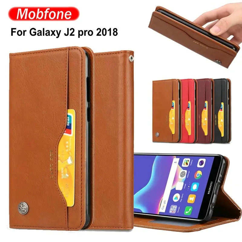For Galaxy J2 pro case Mobfone Wallet Luxury PU Skin Flip Stand