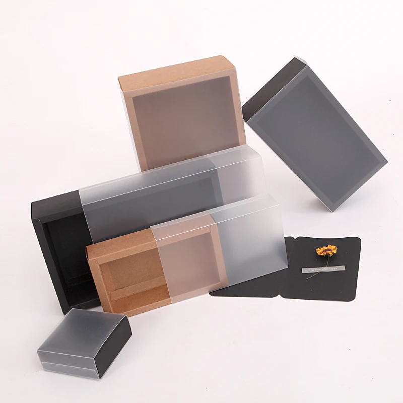 

20set kraft Paper Rectangle box sanitary container bags gift packing Boxes Drawer Style food Packaging organizer for cigarettes