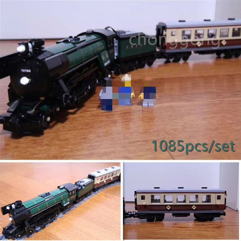 

NEW Technic Series Emerald Night Train Model Building Kits fit legoings 10194 Model Building Blocks Bricks toys gift kid