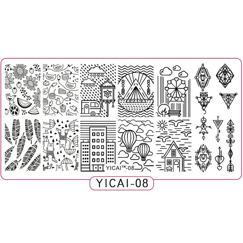 

1PCS Nail Stamp Stainless Steel Fruit/Rain/Segull/Sun Designs Templates 12*6cm Summer Image Nail Art Stamping Plates YICAI08