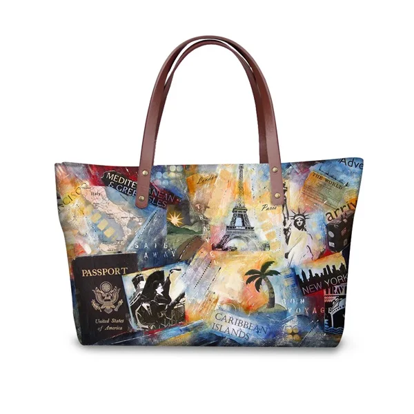 INSTANTARTS, картина маслом, пейзаж, дерево, женские большие сумки-тоут, брендовая дизайнерская женская сумка на плечо, дорожная хозяйственная сумка с верхней ручкой - Цвет: H115