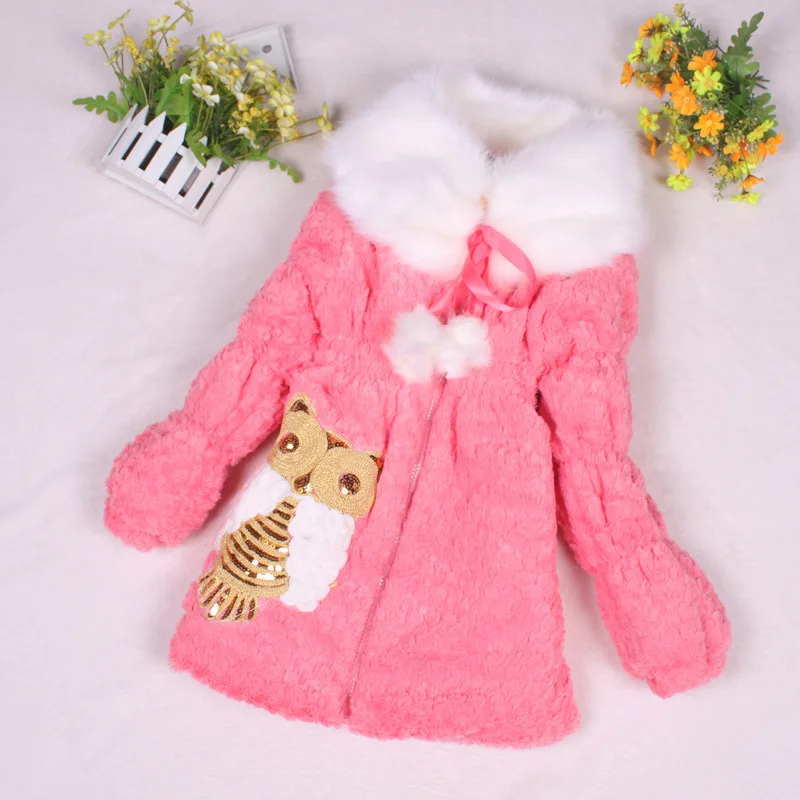 Anlencool/Зимняя одежда для маленьких девочек зимнее пальто толстые плюшевые сова детская с длинными рукавами шерстяной свитер