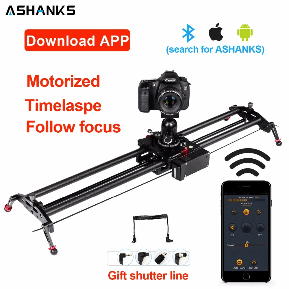 Bluetooth Carbon Camera Slider Motorized TimeLapse Electric Delay Slide Track Rail Stabilizer for Photography Canon DSLR Video