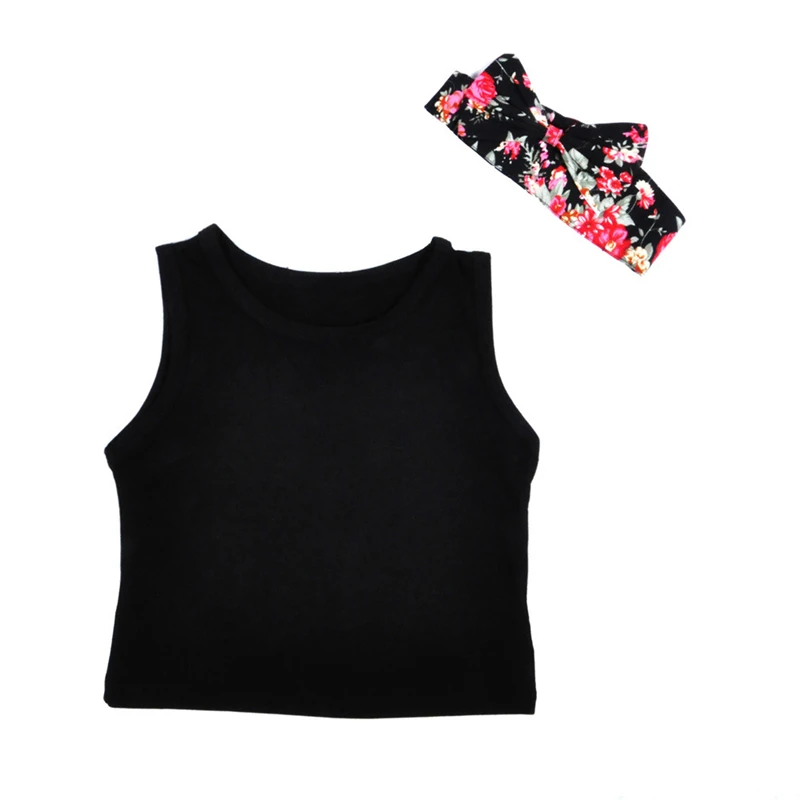 Cute-Fashion-Kids-Girls-Clothing-Set-Flowers-Pant-Sleeveless-Black-T-shirt-Headband-Casual-3-Piece
