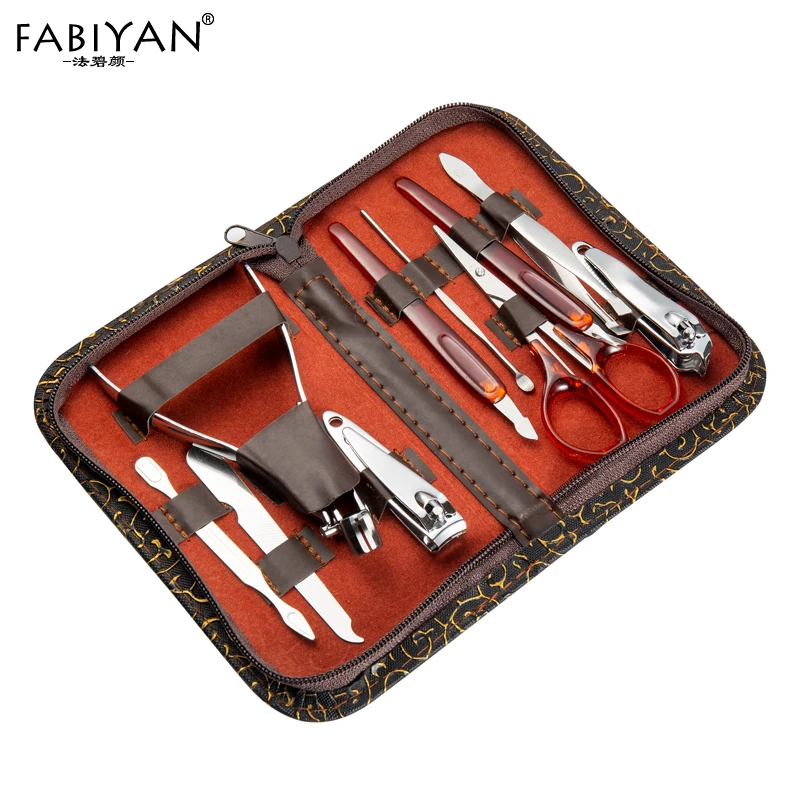 

Stainless Steel Kit Manicure Nail Art Cuticle Clippers Nipper Scissors Cleaner Grooming Case Tool Set 10in1 Pedicure