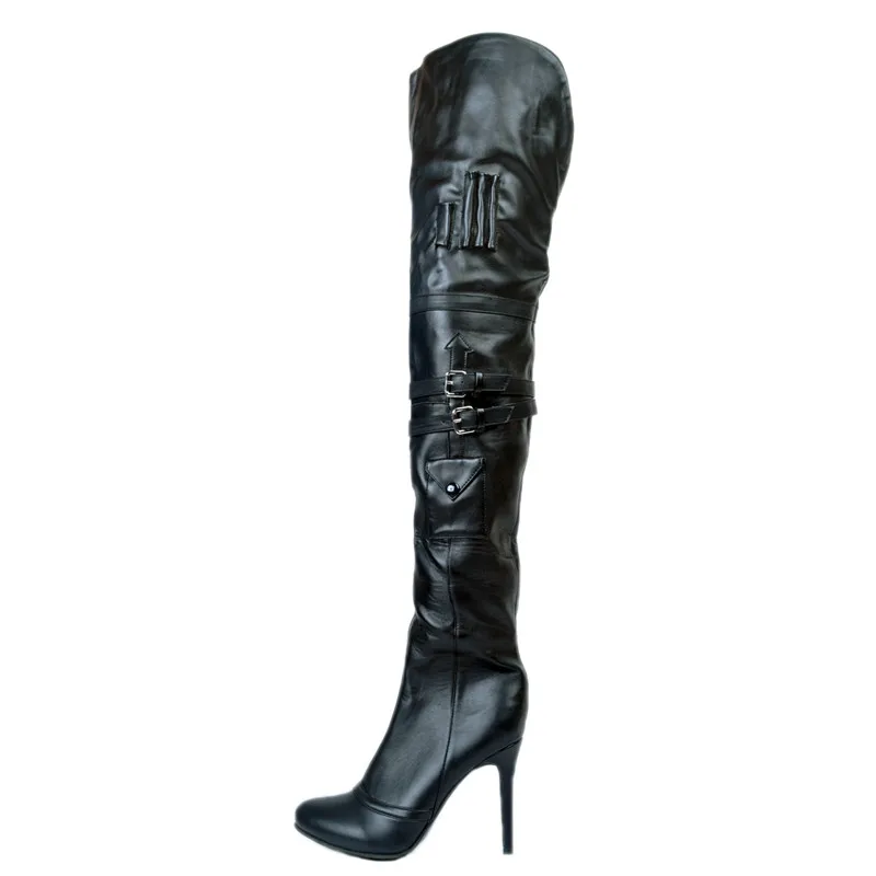 Delgados As Alto Negro Boda Mujeres Las Hebillas Overknee Invierno Lock Tacones Oversize Lujo De Caliente Pic Bombas Pu Zapatos Maduro Talón 2018 pTq0Rx