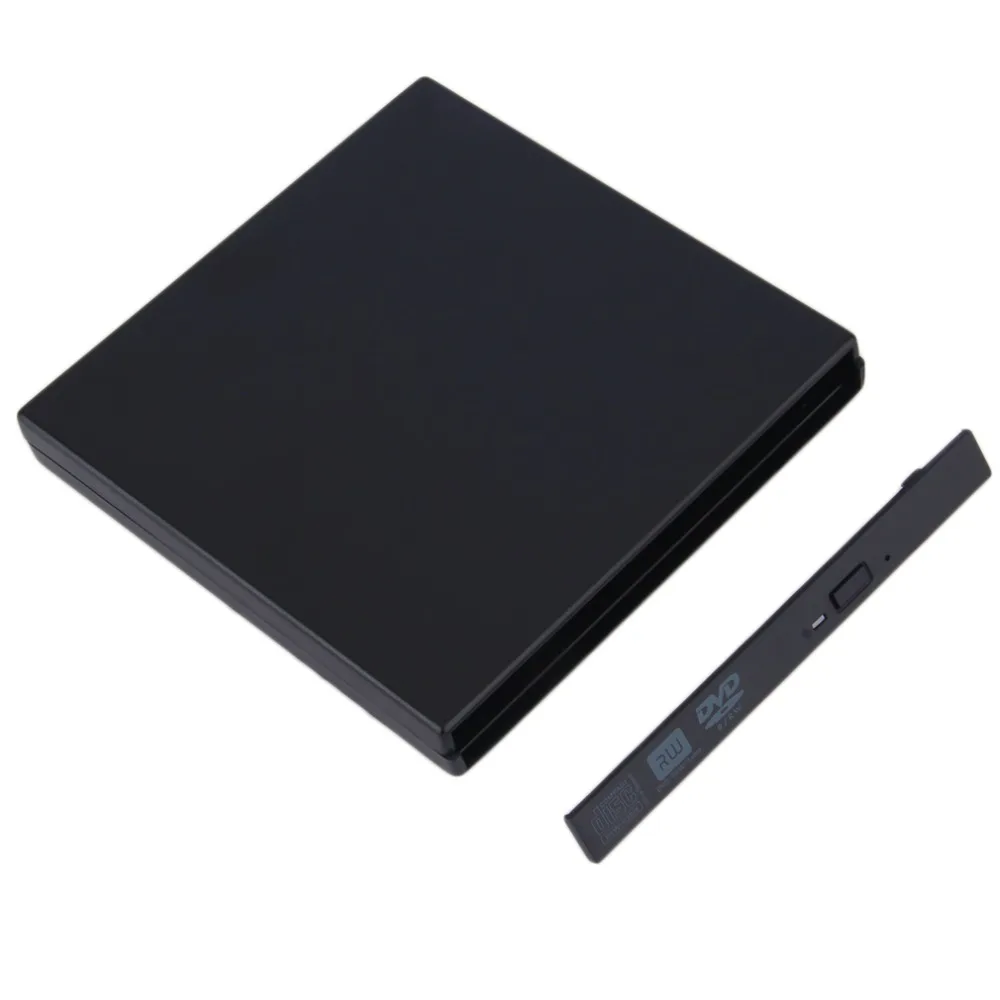 Портативный USB 2,0 DVD CD DVD-Rom IDE Внешний чехол тонкий для ноутбука ноутбук черный внешний жесткий диск корпус