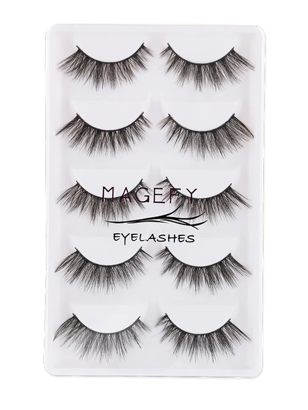 Professional 5Pcs Natural Thick Handmade Fake Eyelashes Kitin False