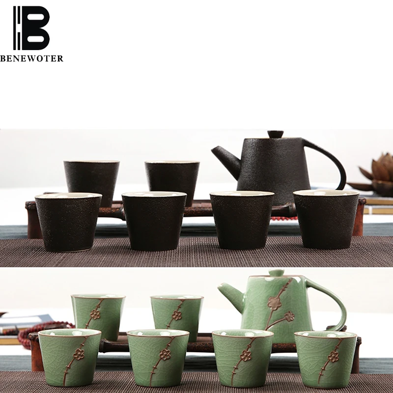 

Chinese Ceramic Teaware Set 1pot 6cup Kung Fu Tea Set with Teapot Teacup Kit Vintage Creative Teaware Sets Home Office Ceremony