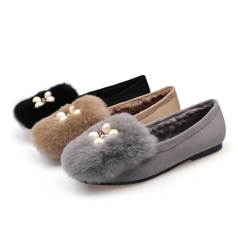 fluffy design open toe flat shoes