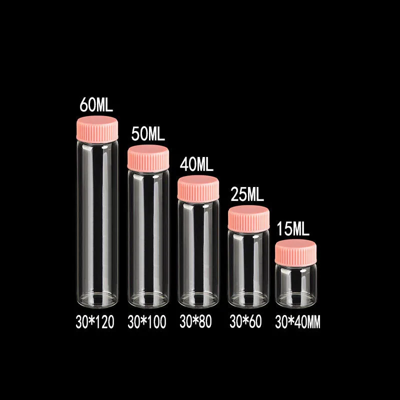 15 мл 25 мл 40 мл 50 мл 60 мл Стекло Бутылочки Пластик Кепки Розовый Винт Прозрачный Стекло флаконы Пластик бутылочки банки Бутылочки 50 шт