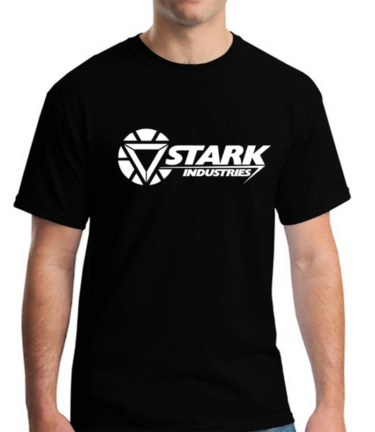 

EU SIZE cotton man women STARK INDUSTRIES TONY STARK IRON man shield T shirt boy girl Casual Summer Camiseta TOP Tees Tshirts