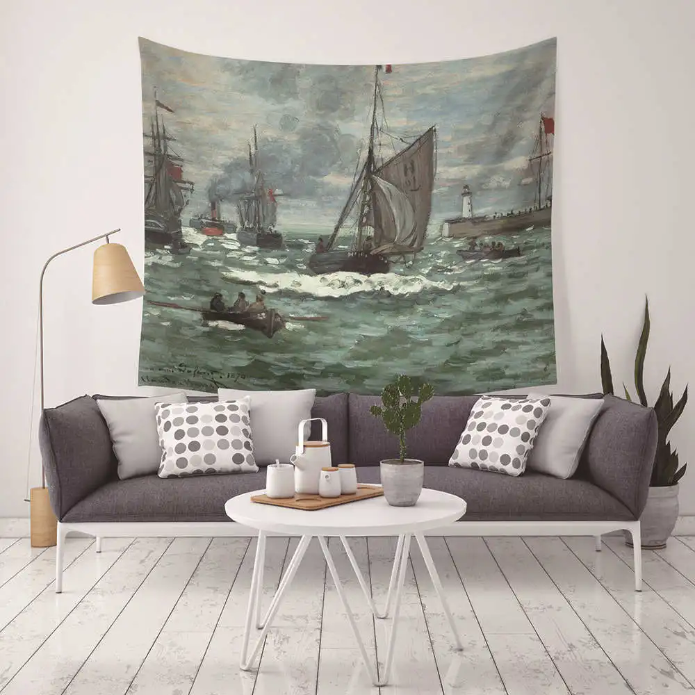 Hippie Nature Oil Paint Printed Decorative Wmacrame Wall Hanging Tapestry Table Cover Beach Picnic Boho Decor Mandala Tapestry