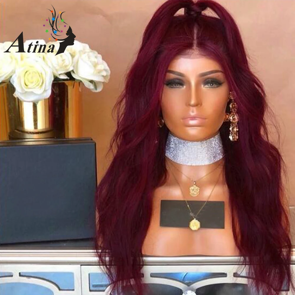 Buy 99J Burgundy Glueless Lace Front Human Hair Wigs