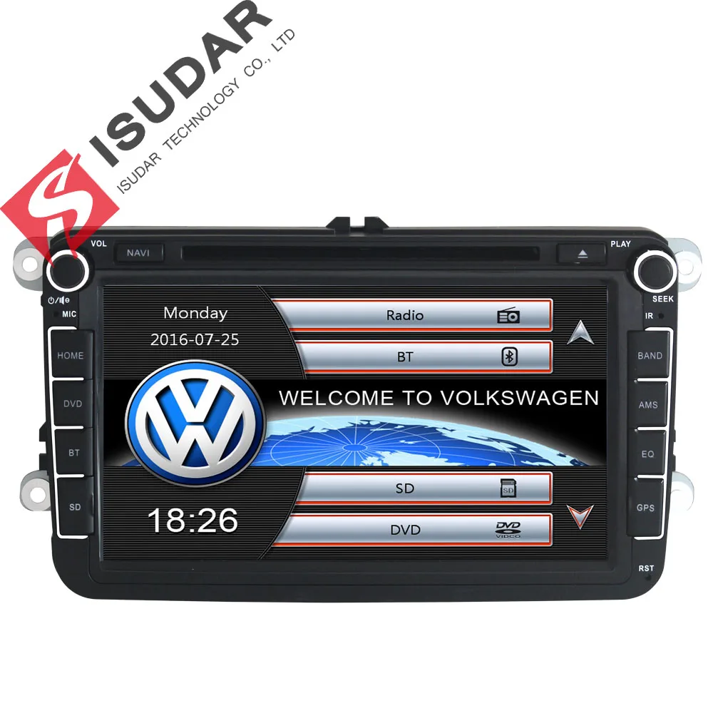 Isudar سيارة مشغل وسائط متعددة GPS 2 الدين ل سكودا/فولكس فاجن/فولكس واجن/تيغوان/MAGOTAN/جولف/العلبة /مقعد Wifi FM AM بالسعة اللمس شاشة