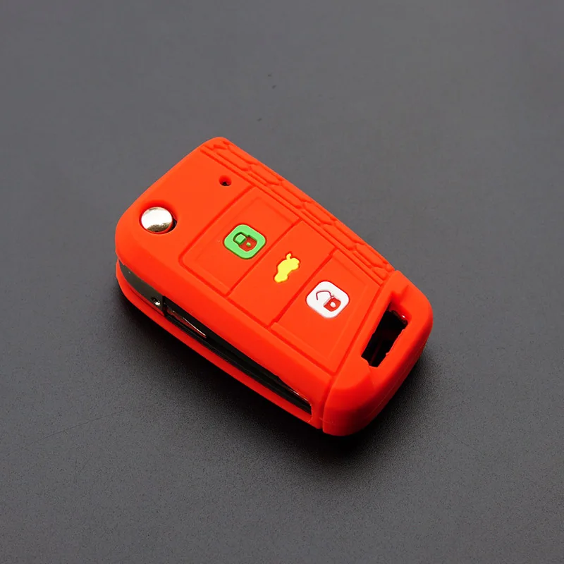 Дизайн Силиконовый Брелок чехол для защиты набор для кожи капюшон для поло GOL Гольф 7 MK7 Бора Passat Touran Tiguan TSI пульт дистанционного управления - Название цвета: Красный