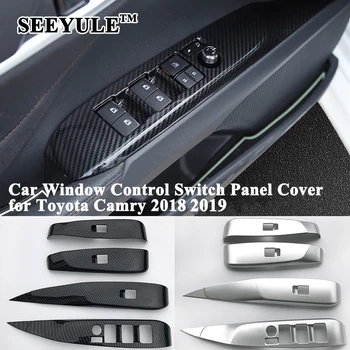 

SEEYULE Car Window Control Switch Panel Decoration Cover Sticker Styling Car Accessories Carbon Fiber for Toyota Camry 2018 2019
