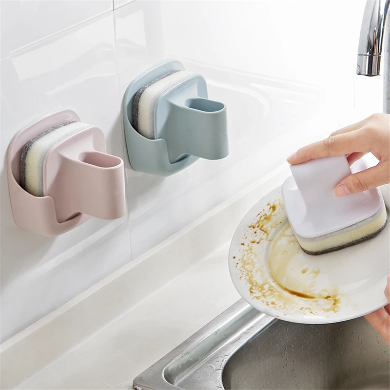 

Creative Magic Sponge Brushes Practical Home Kitchen Wall-mounted Reusable Replaceable Handle Pot Dishes Washing Cleaning Brush
