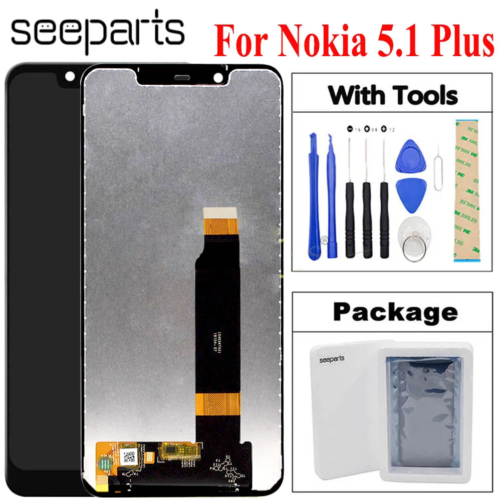 

2018 New Black 100% Tested For Nokia X5 LCD DIsplay Touch Screen Digitizer Assembly Replacement For Nokia 5.1 Plus LCD Screen