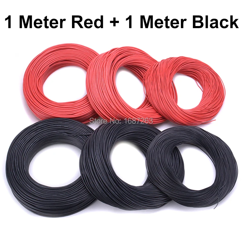 

1meter Red +1meter Black Silicon Wire Heatproof Soft Silicone Silica Gel Wire Cable 12AWG 14AWG 16AWG 18AWG 20AW 22AWG 24AWG AWG