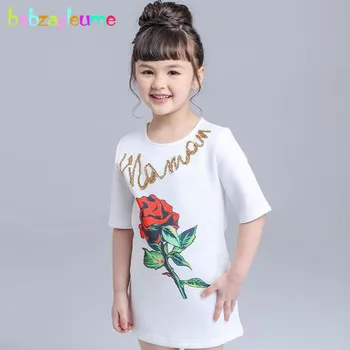 

babzapleume summer style fashion kids clothes toddler girls dresses Rose white baby princess dress for children clothing BC1470
