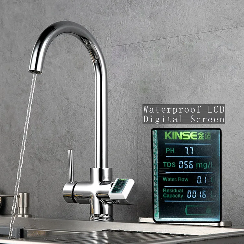 Buy Digital Display Waterproof Kitchen Faucets LCD Water Taps 2 Handle Faucet