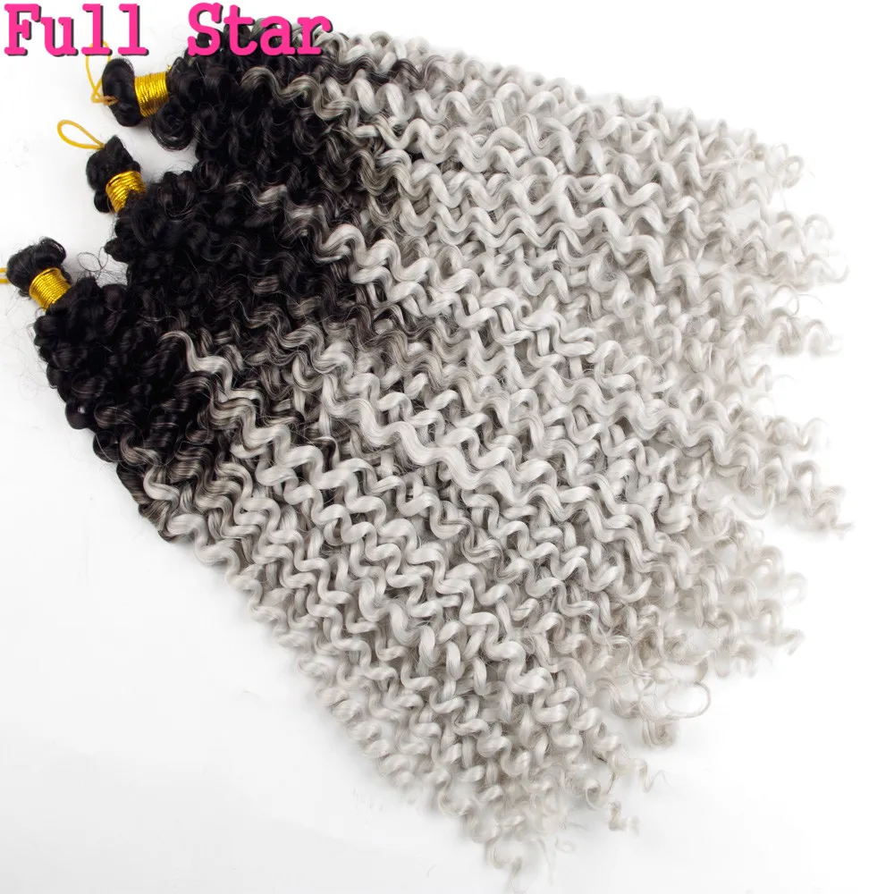 

Full Star Kinky Curly Ombre Crochet Braids Synthetic Braiding Hair Bounce crochet hair Afro Kinky Braids 3pcs/5pcs/7pcs
