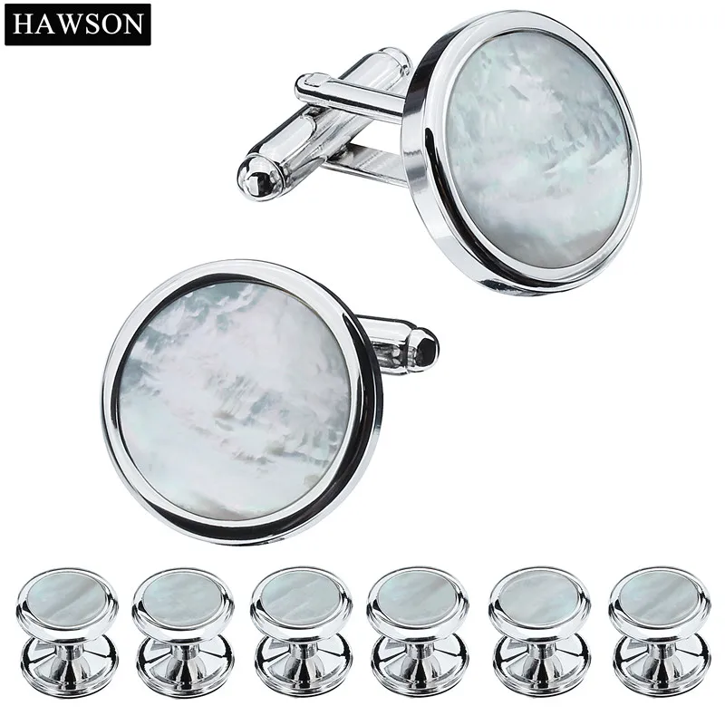 Trendy Men Dress Suit Tuxedo 6 Studs Cufflinks Set Gold Color Stone