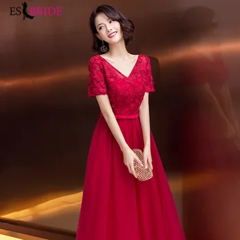 

Special Occasionr Long Evening Dresses for Women Elegant Formal Lace V-neck Party Fashion Evening Dresses Plus Size ES1631