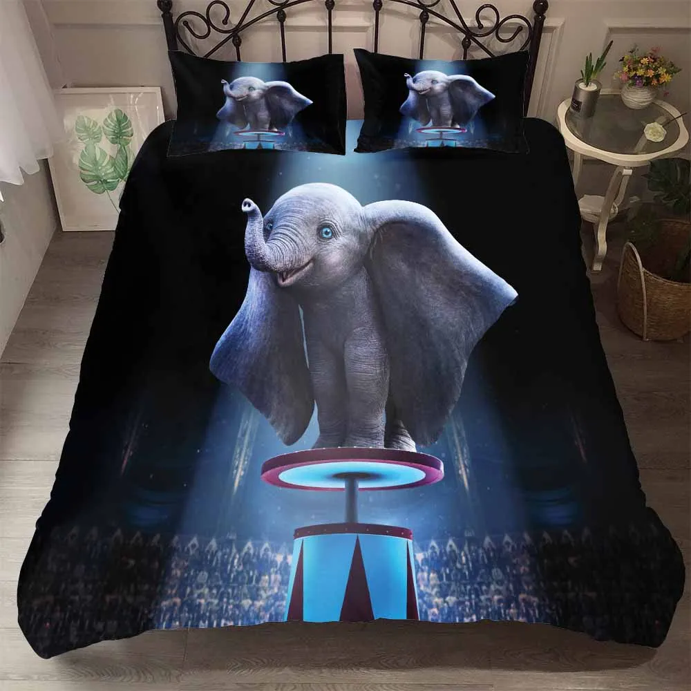 

Cartoon Elephant Acrobatics Black Microfiber Bedding Set 3PCS with 2 Pillowcase 3D Print Animals Bed Linen Set AU/EU/US Bed Set