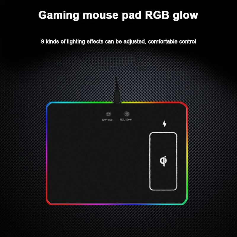 

Wireless Charging Mouse Pad RGB Lighting LED Computer Mice Mat Gamer Phone Charge 8 SL@88