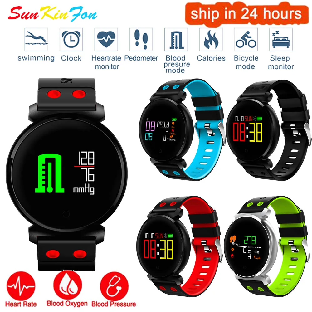 Smart Wristband Bracelet Heart Rate Blood Pressure Oxygen Detection Fitness Tracker Smart Band for Samsung Galaxy A9 A8 A7 A5 A3