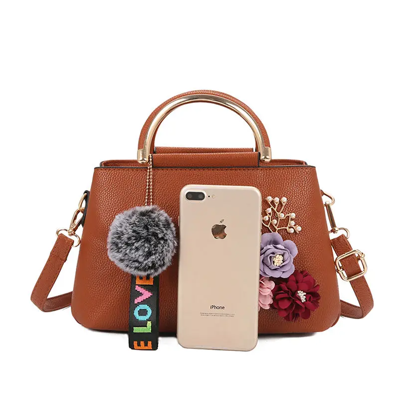 المرأة حقائب بو زهور بلاستيكية حقيبة ساع الفراء الكرة الفاخرة أعلى-حقائب بيد الإناث حمل Crossbody أكياس Bolsas الأنثوية