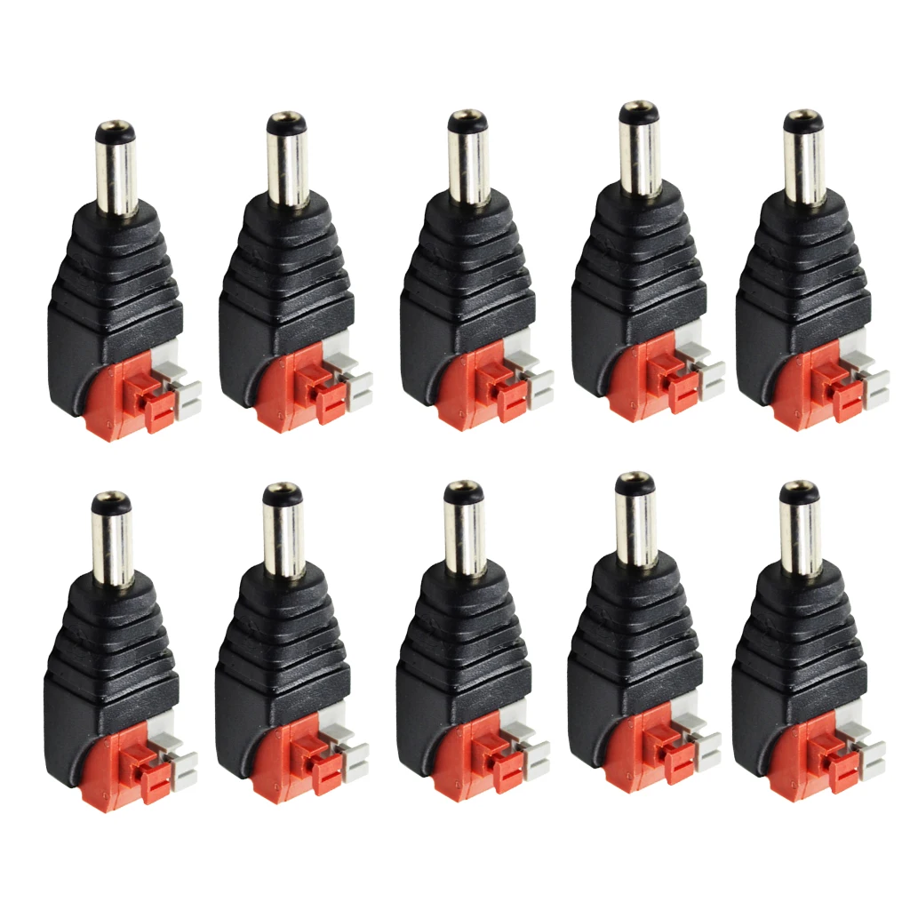 10 Pieces 12V Male 5.5mm x 2.1mm DC Power Jack Plug Adapter Connector for CCTV Camera