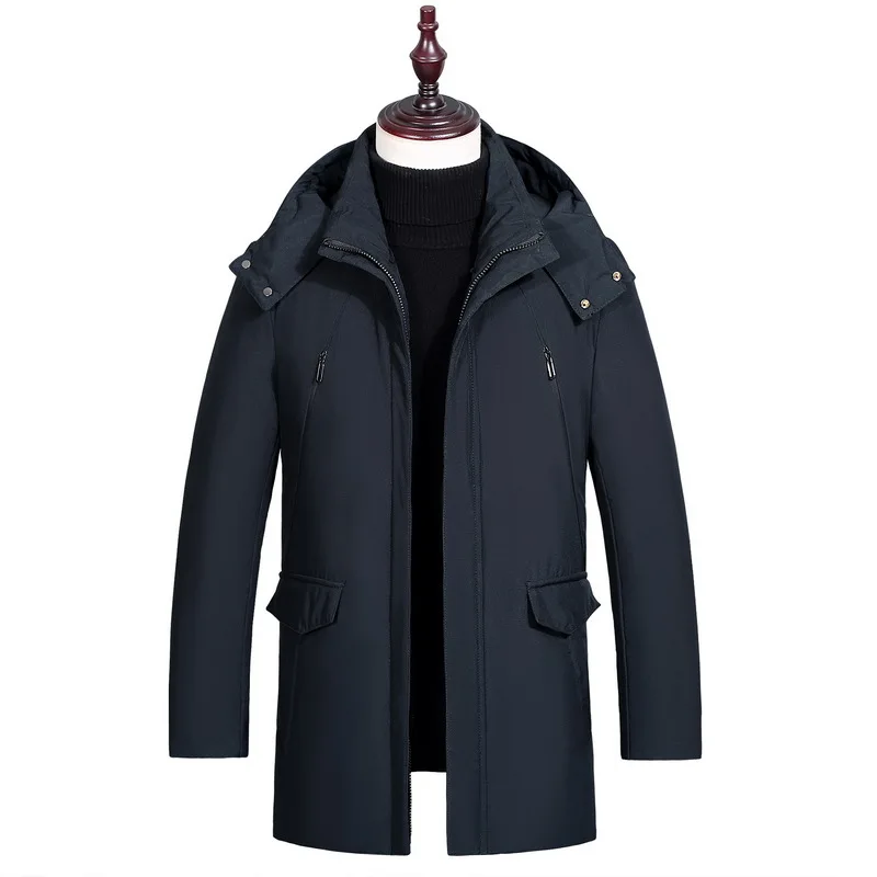 Зимняя мужская куртка на утином пуху, водонепроницаемая ветрозащитная зимняя куртка, пальто с капюшоном, повседневная верхняя одежда, M-5XL