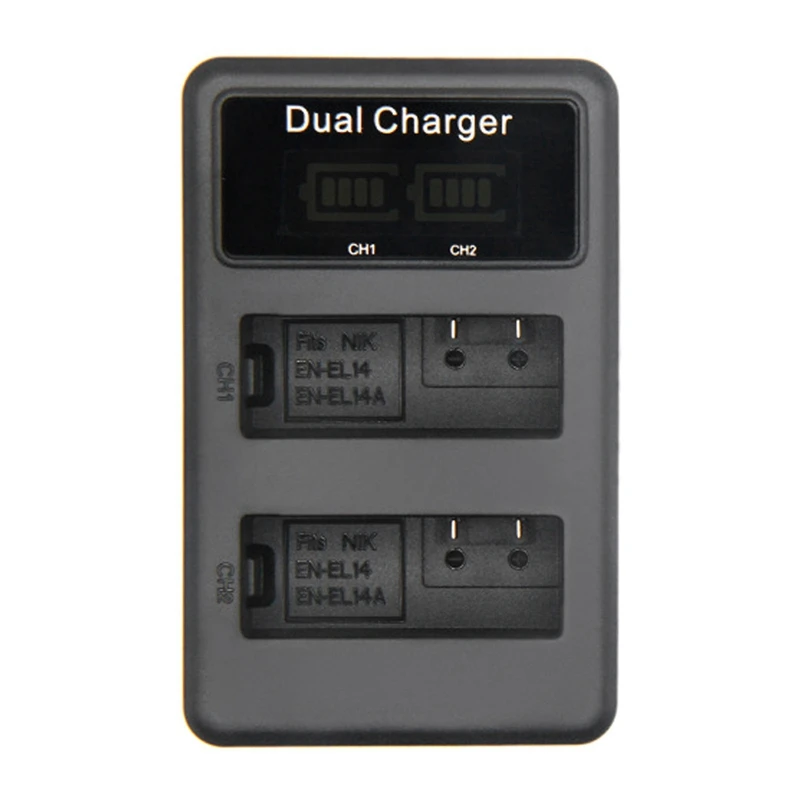 

Lcd Dual Usb Battery Charger For En-El14 En-El14A Enel14 Camera Battery Pack For Nikon P7800,P7100,D3400,D5500,D5300,D5200,D32