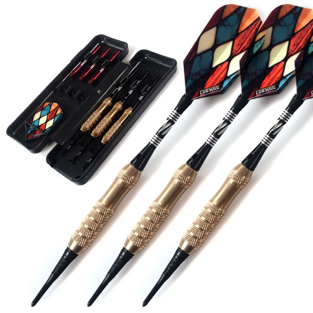 Cuesoul 9 pcs Soft Tip Darts with 12 gram barrel with dart wallet 