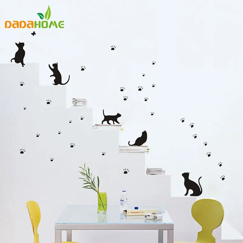Free Shipping Popular Cats And Paw Prints Wall Sticker Wall Mural Home