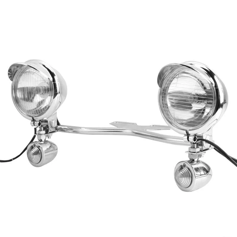 

Chrome Motorcycle Headlight Spot Light+Bullet Turn Signal Indicator Light+Bracket Bar Set For Harley Honda Suzuki Yamaha Cruiser