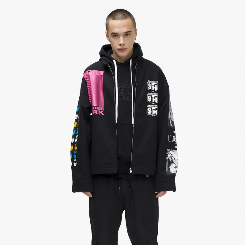 VIISHOW Men's Jackets Brand Graffiti Printed Jackets Chaqueta Hombre 2019 Streetwear Men Jackets and Coats Cardigan JC1172191