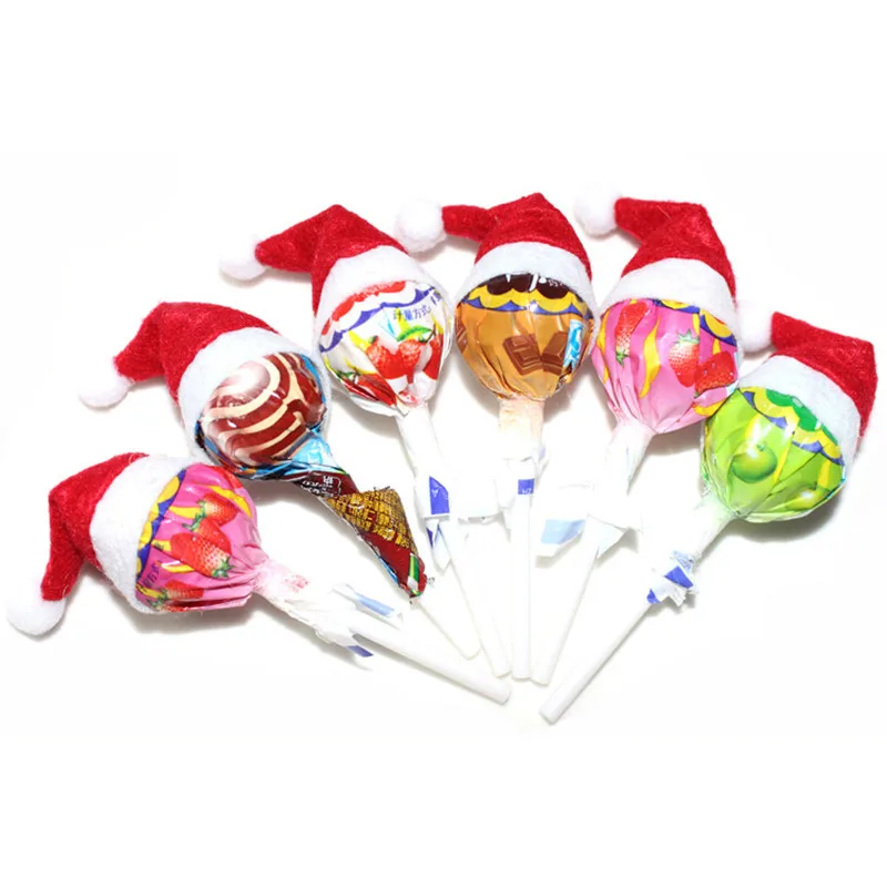 

6Pcs New Year Decorations Christmas Hat Lollipop Decoration Cristmas Decoration Adornos Navidad Xmas Tree Decor New Year 2020,Q